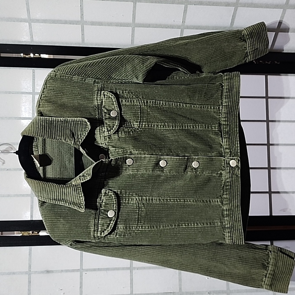 Vintage Corduroy Green Simply Fashion cropped jacket M Trucker Y2K